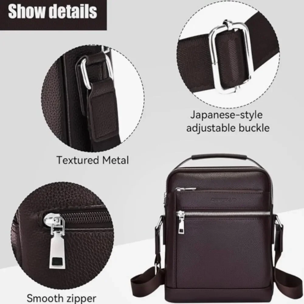 NEW WIWSI Brown PU Leather Men’s‎ Crossbody Messenger Shoulder Sling Bag